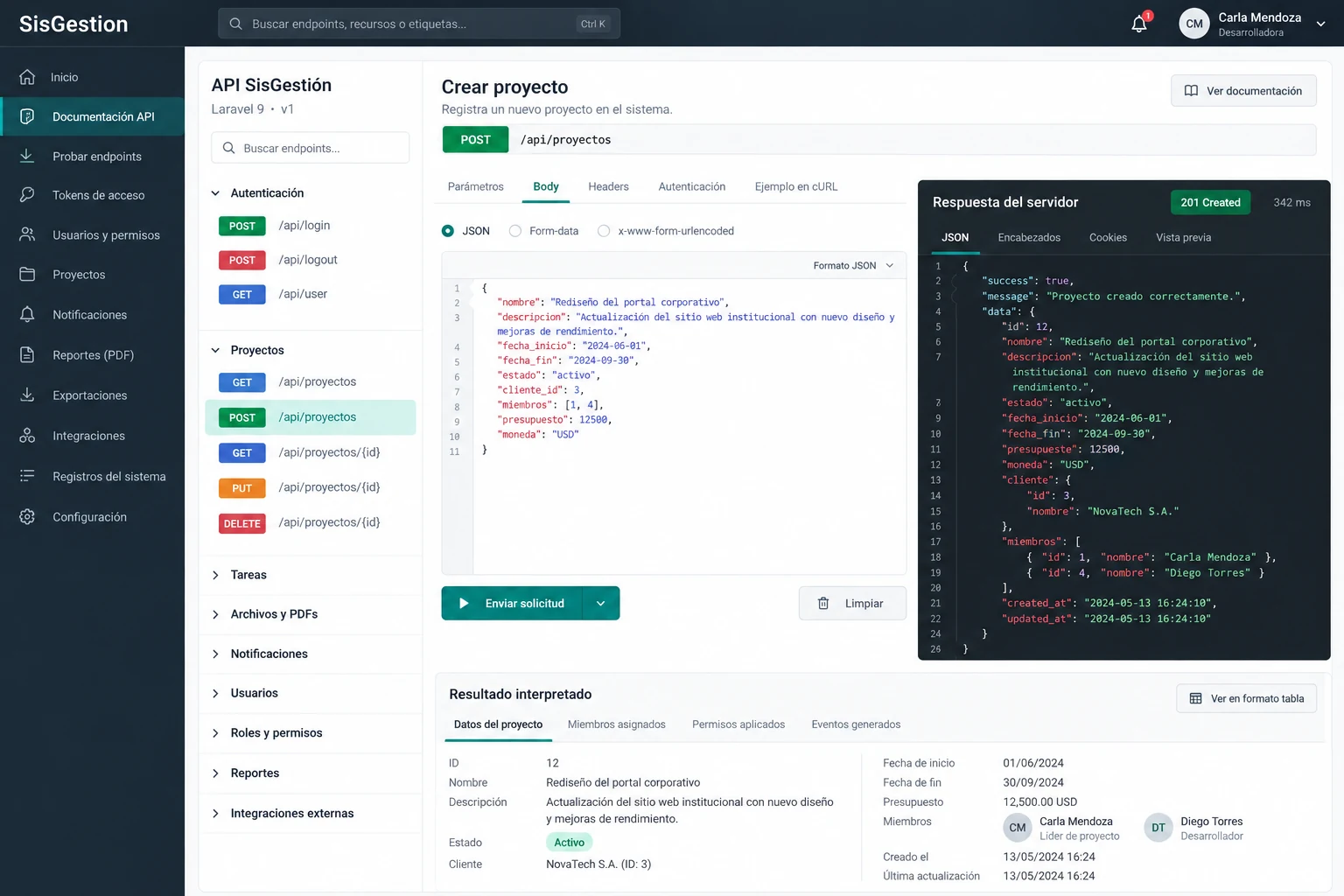 API SisGestion
