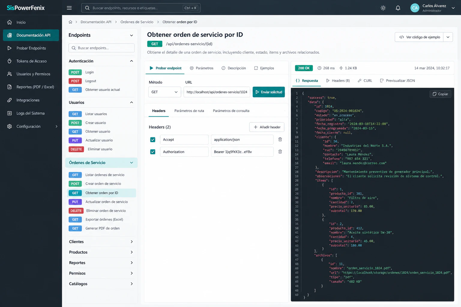API SisPowerFenix