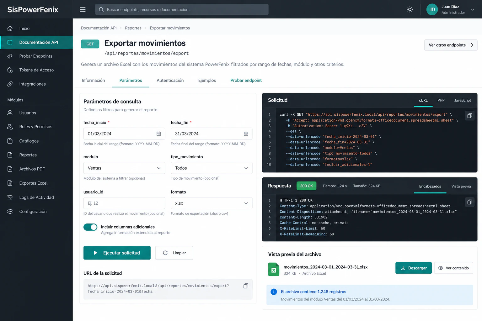 API SisPowerFenix
