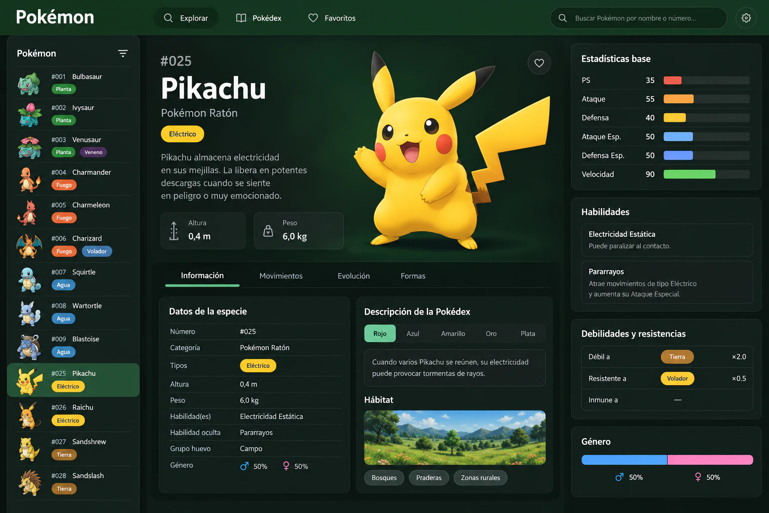 Aplicación Pokémon