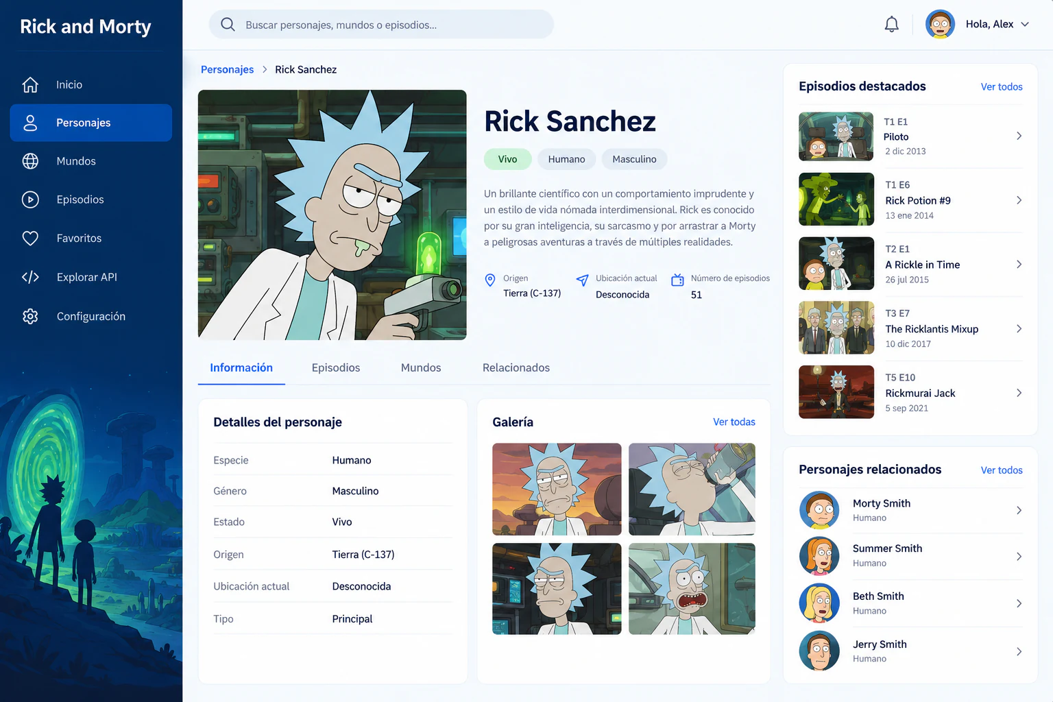 Aplicación Rick and Morty