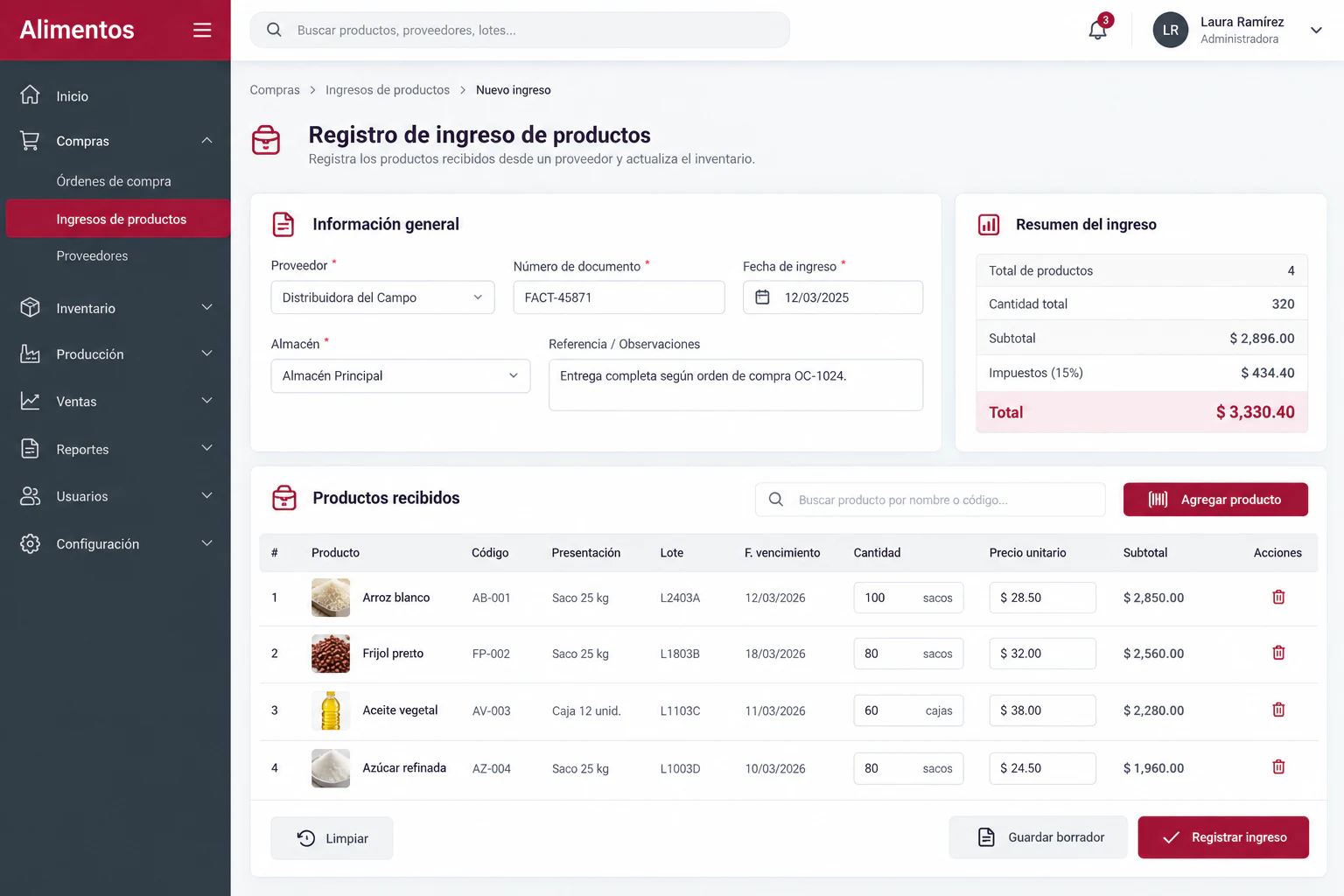 App Alimentos