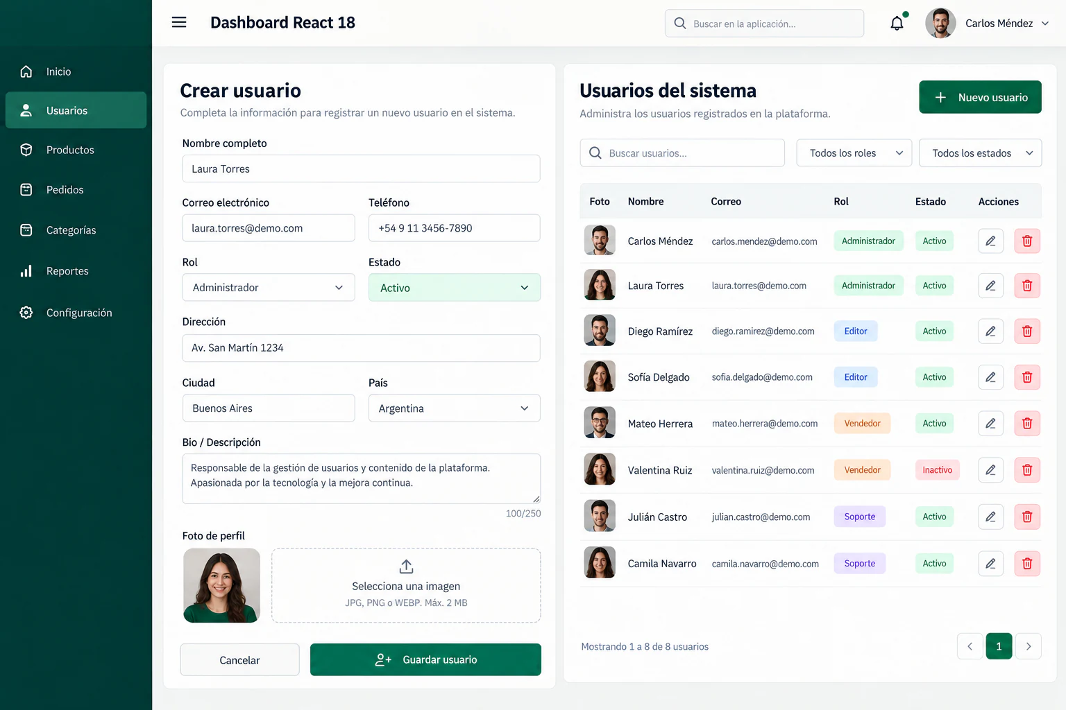 App Dashboard React 18