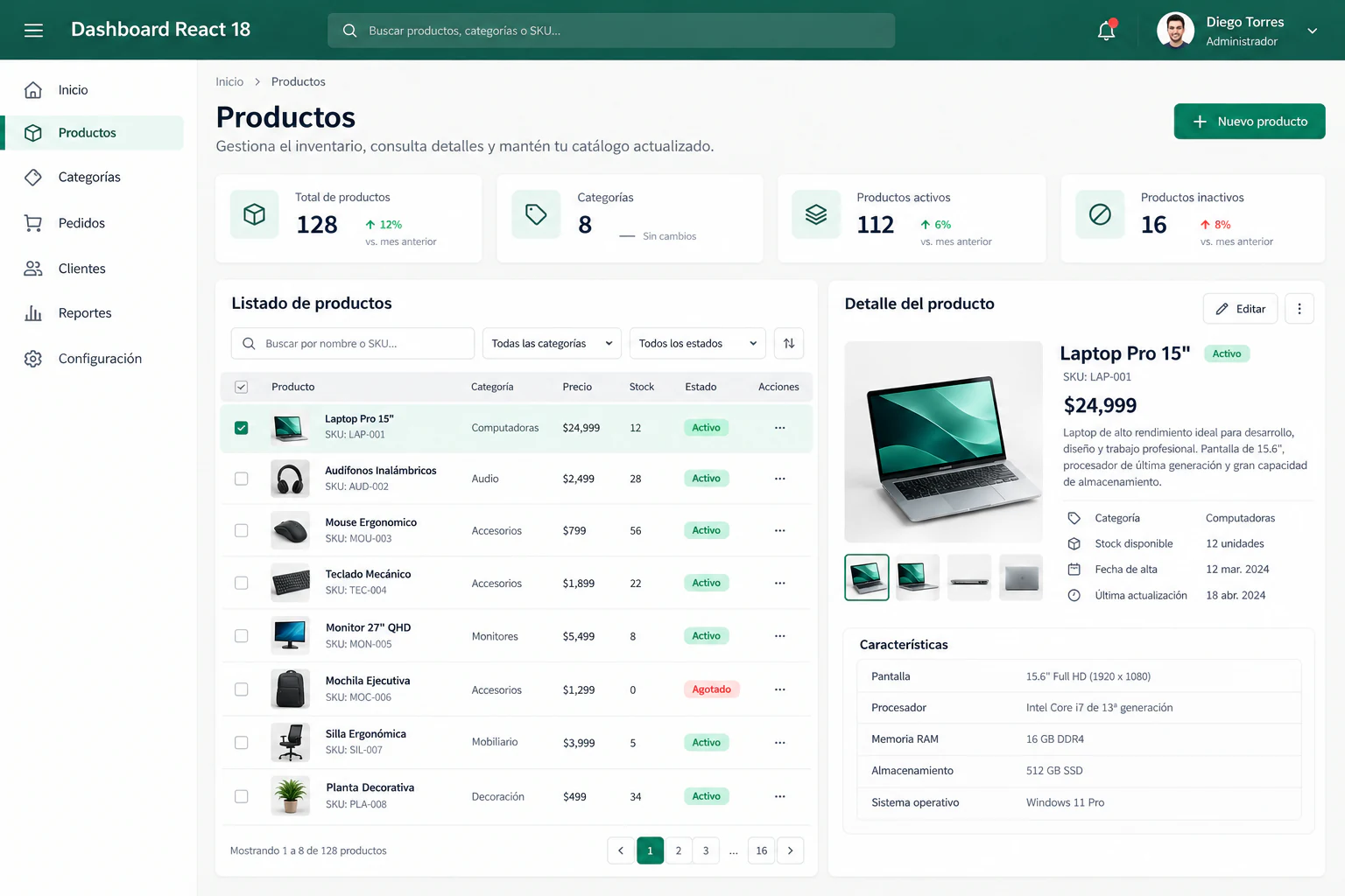 App Dashboard React 18