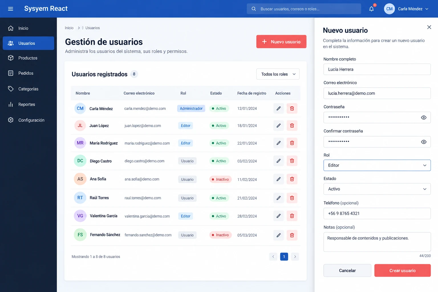 App Sysyem React