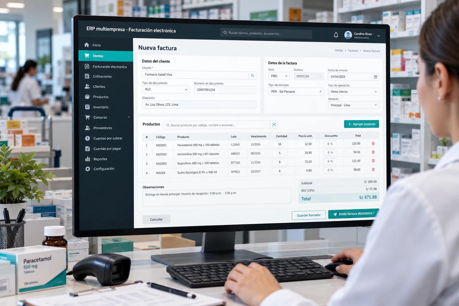 Sistema ERP multiempresa - Facturación electrónica